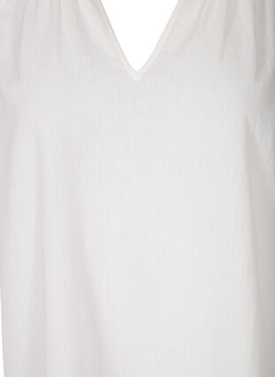 Kort bomulds tunika med v-hals , Bright White, Packshot image number 2