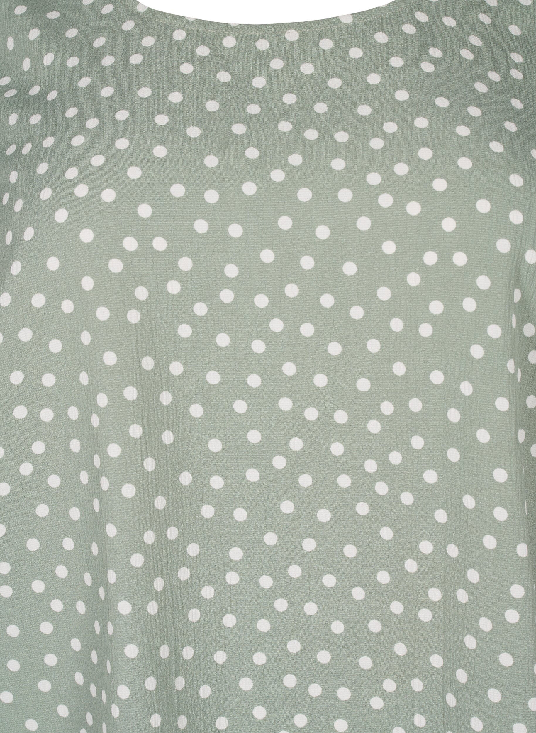 Zizzi FLASH - Kort&aelig;rmet bluse med print, Iceberg Green Dot, Packshot image number 2