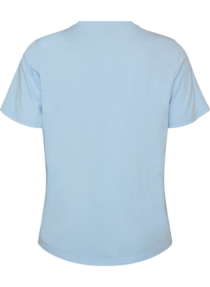 T-shirt i bomuld med print, Bl&aring;, Packshot image number 1