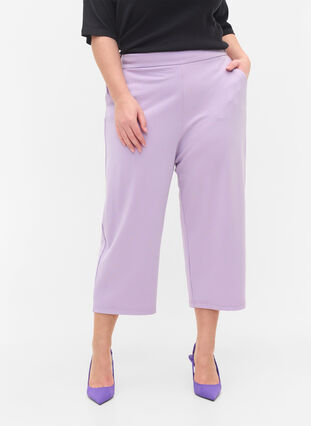 Ensfarvede culotte bukser med lommer, Orchid Bloom, Model image number 2