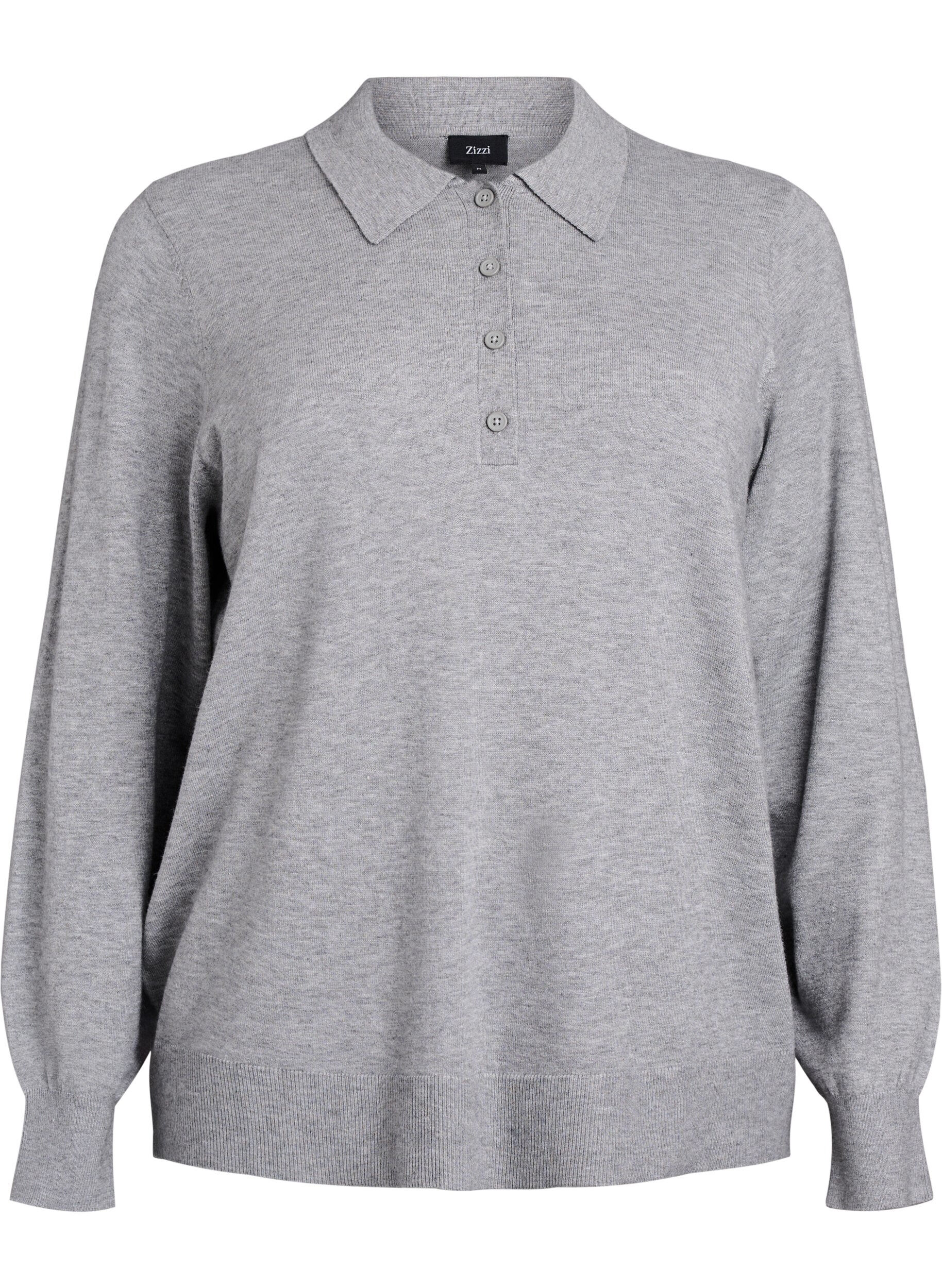 Strikbluse med polokrave