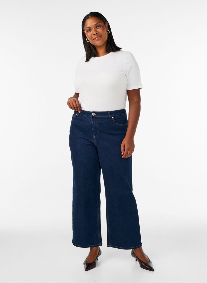 Myra jeans med h&oslash;j talje og wide fit, Bl&aring;, Model image number 0