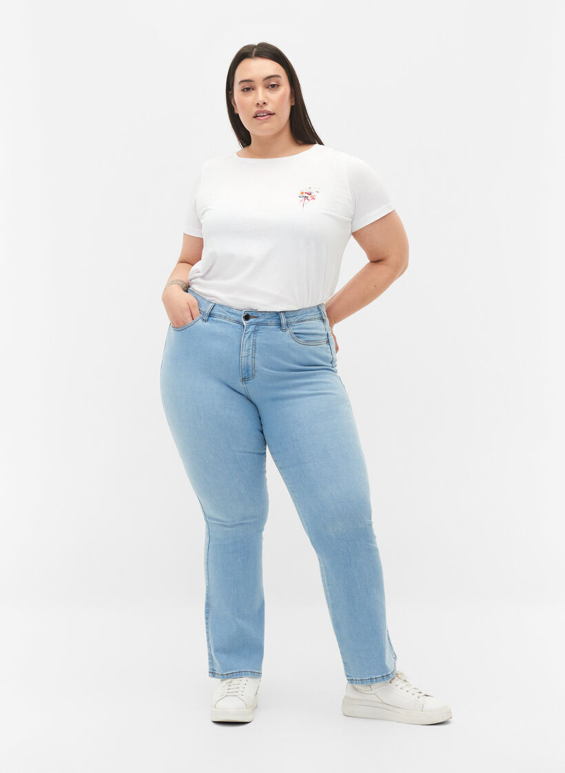 Ellen bootcut jeans med høj talje, Ex Lgt Blue, Model image number 0