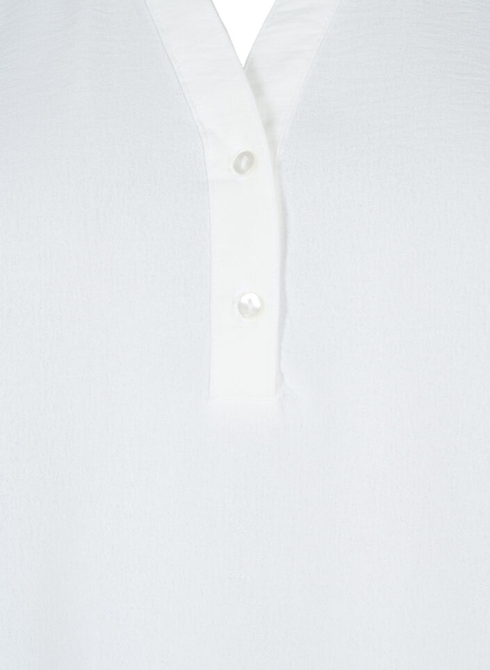 Langærmet skjortebluse med v-hals, Bright White, Packshot image number 2