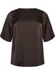 Satinbluse med albuelange &aelig;rmer, Brun, Packshot image number 0