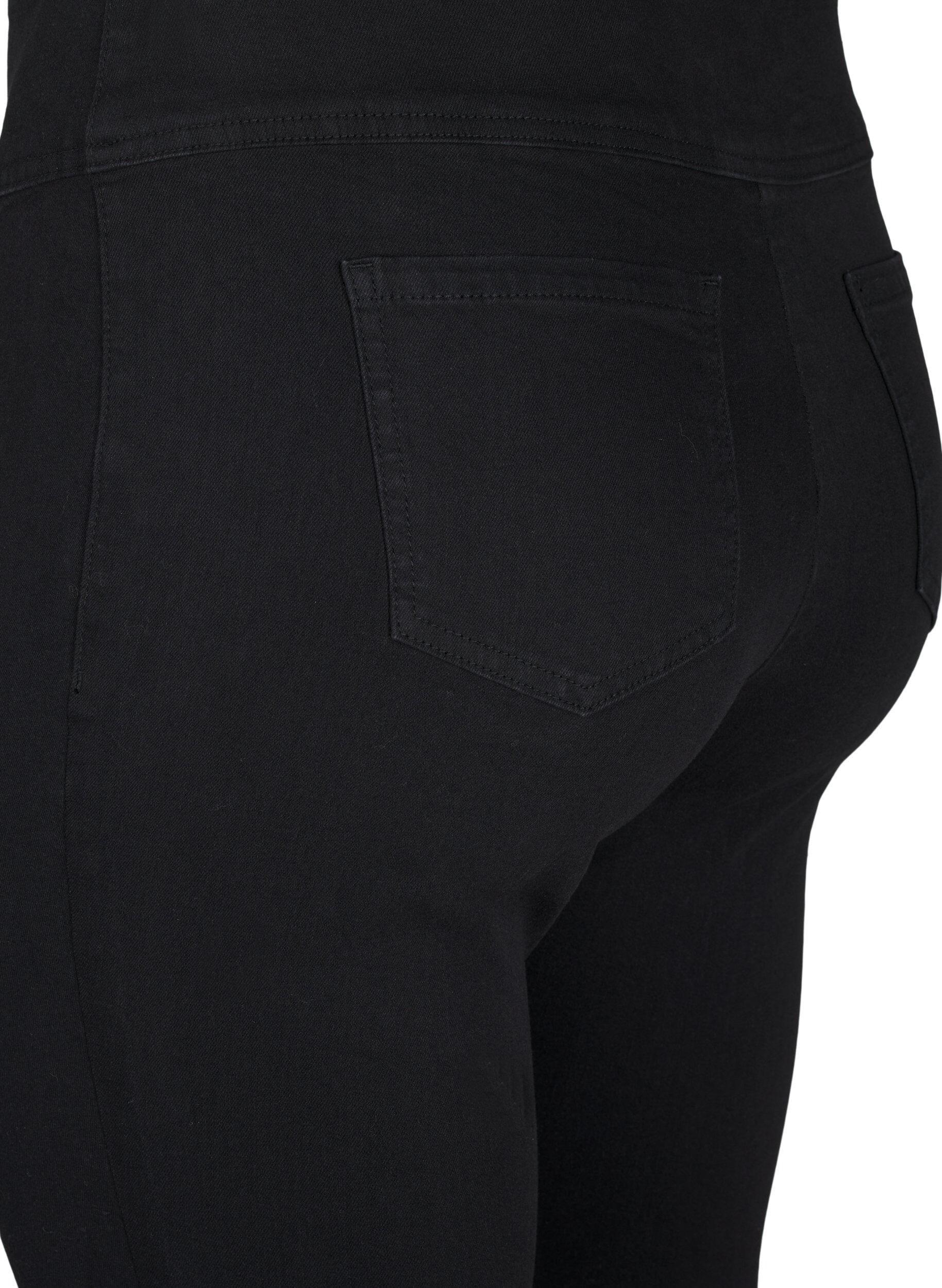 ZizziStretchy jeggings med h&oslash;j talje, Sort, Packshot image number 3