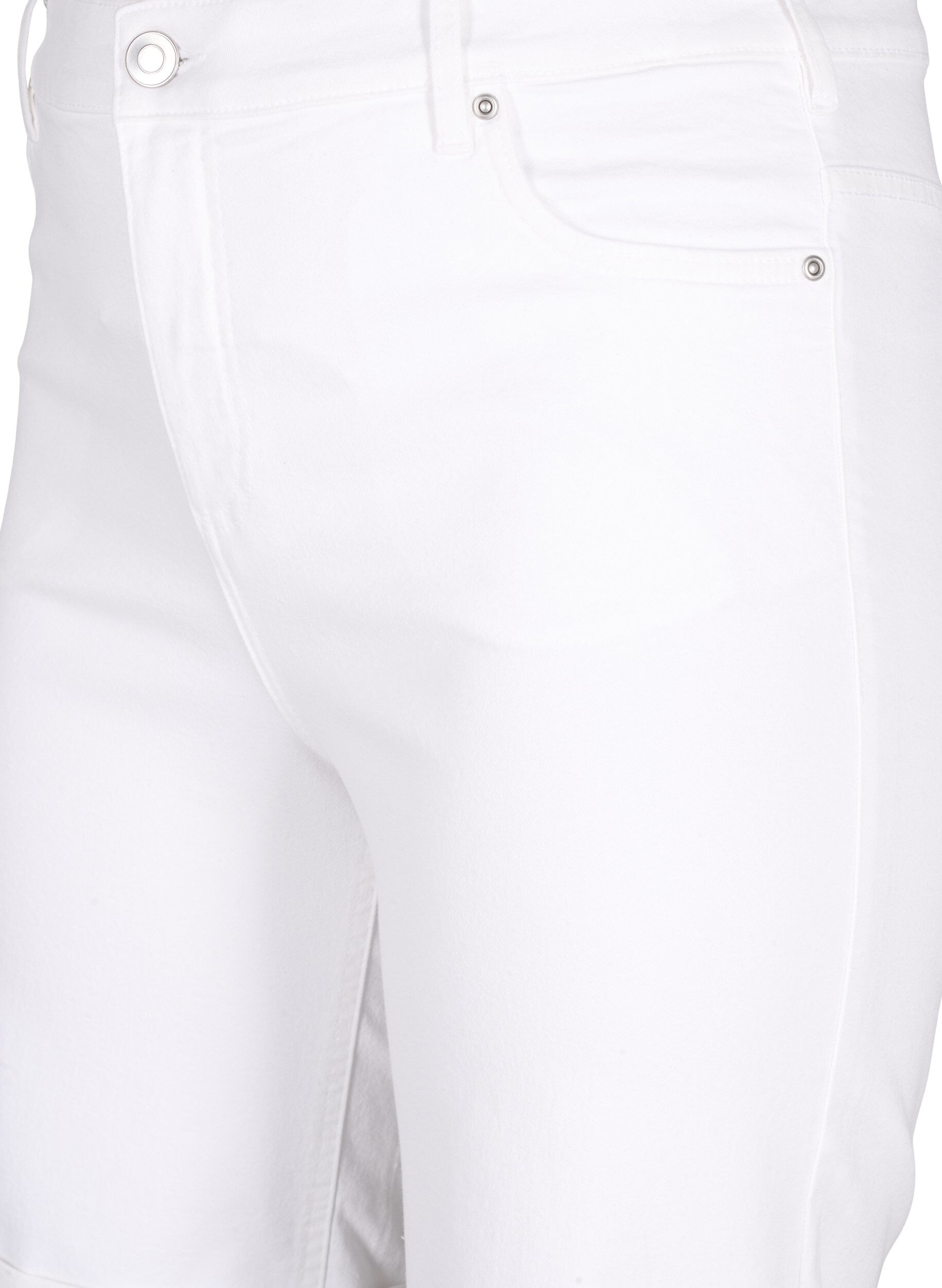Zizzi T&aelig;tsiddende denimshorts med h&oslash;j talje, Bright White, Packshot image number 2