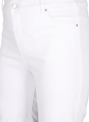 Tætsiddende denimshorts med høj talje, Bright White, Packshot image number 2