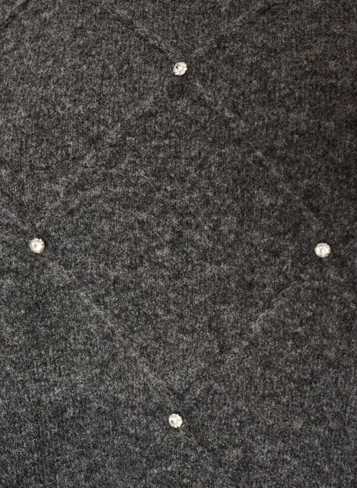 Strikbluse med rhinsten og rudem&oslash;nster, Gr&aring;, Packshot image number 2