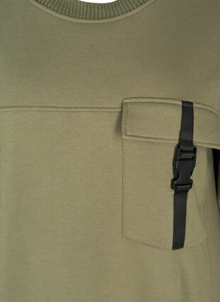 Sweatkjole med lange ærmer og lomme, Deep Lichen Green, Packshot image number 2