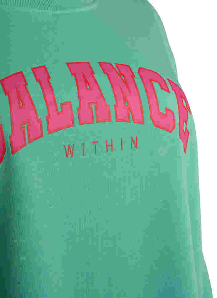 Lang sweatshirt med tekstprint, Neptune Green , Packshot image number 2