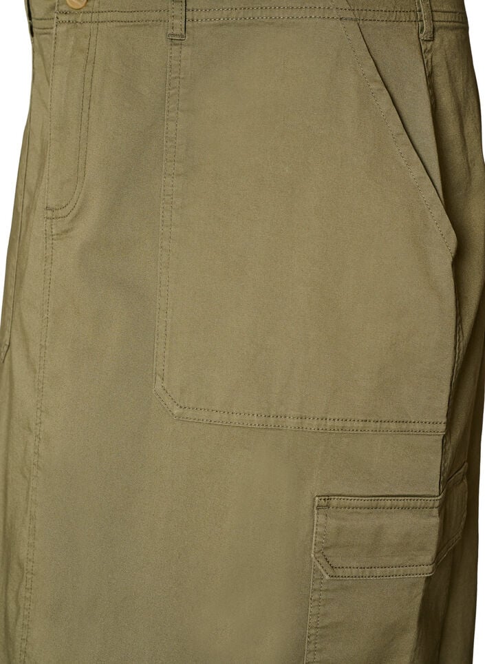 Cargo nederdel i bomuld med slids bagp&aring;, Gr&oslash;n, Packshot image number 2