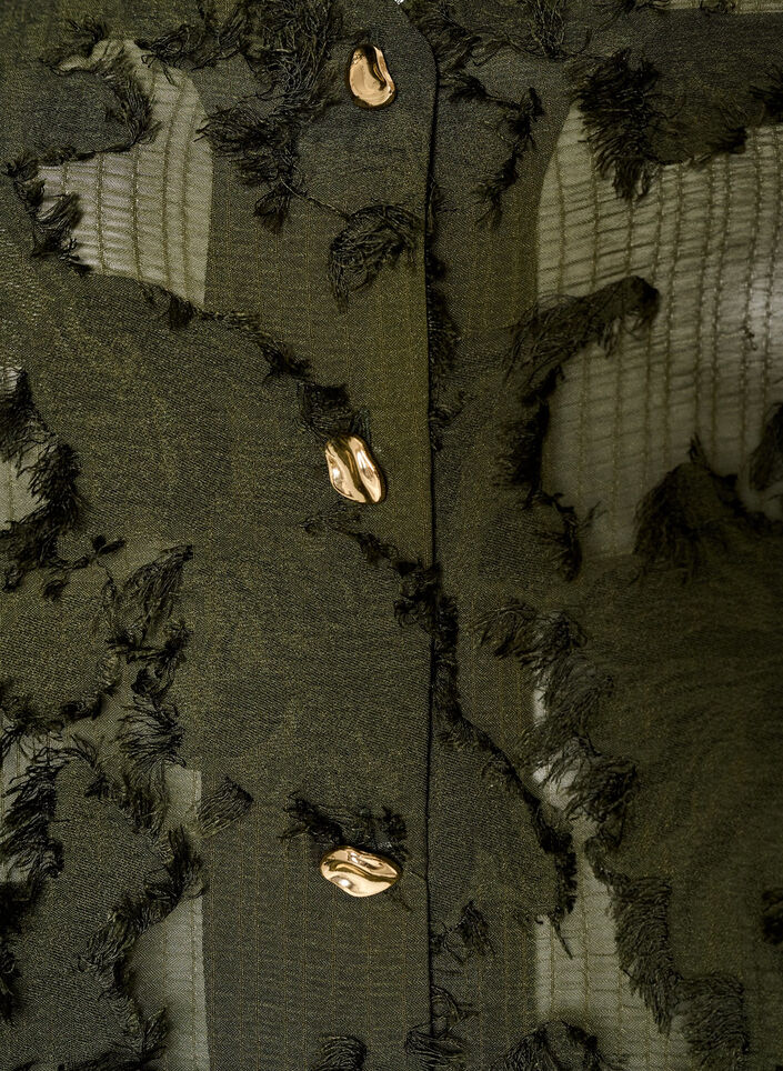 Bluse med frynsede tr&aring;de og struktur, Gr&oslash;n, Packshot image number 2
