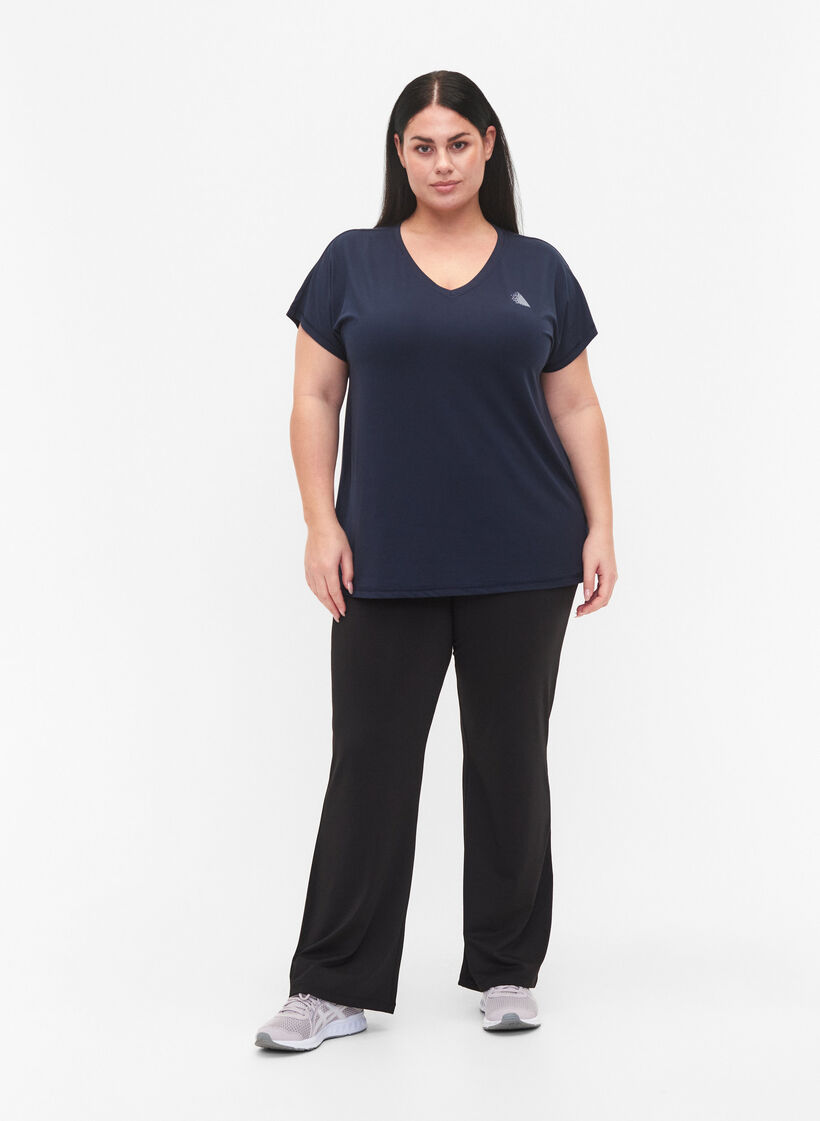 L&oslash;s tr&aelig;nings t-shirt med v-hals, Bl&aring;, Model image number 1