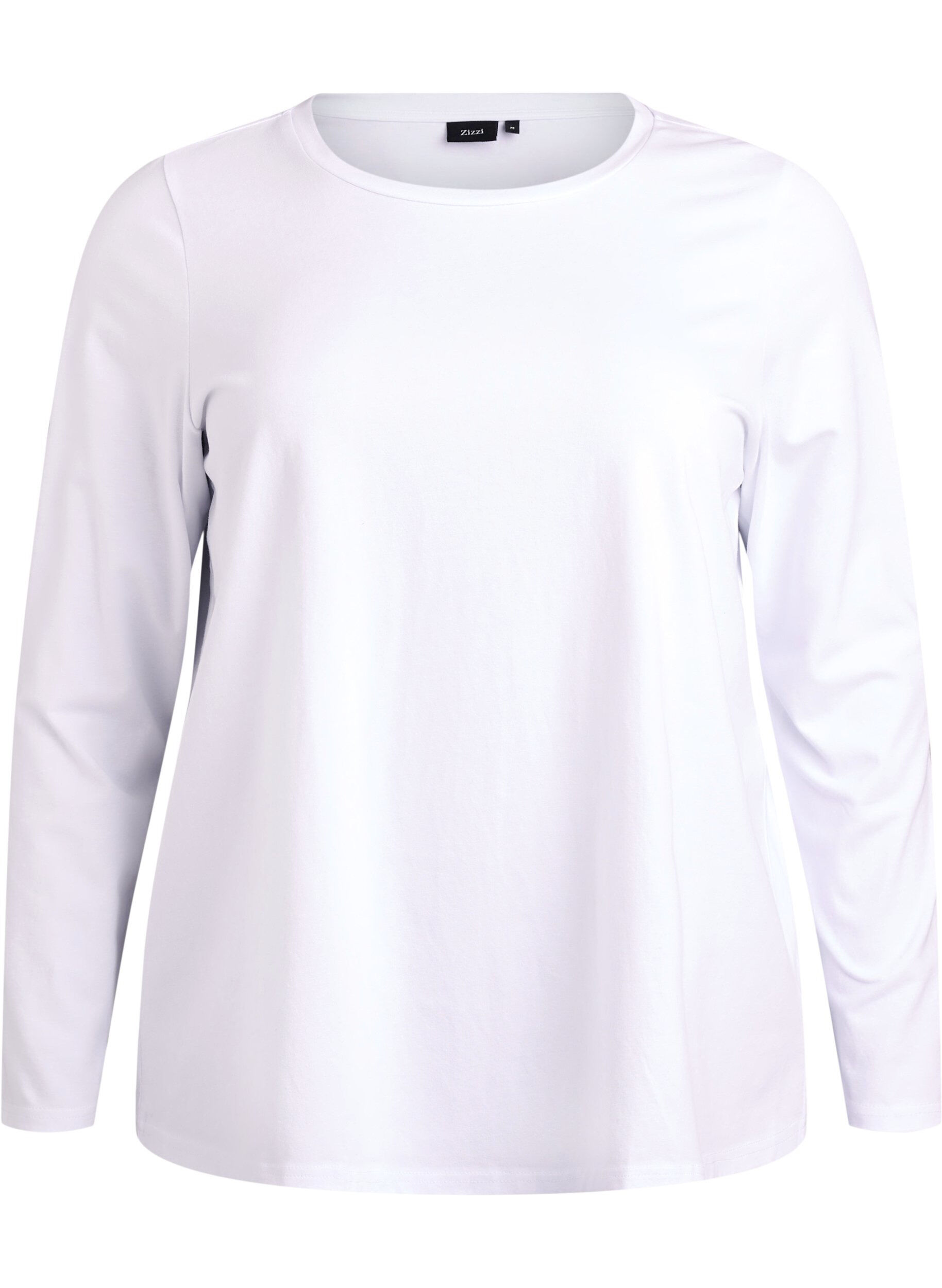 ZizziBasis jerseybluse med lange &aelig;rmer, Hvid, Packshot image number 0