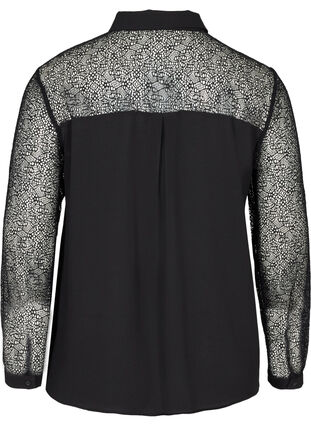 Skjorte med blonder, Black w. Lace, Packshot image number 1