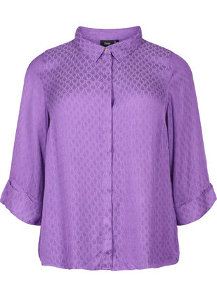 Skjorte i viskose med tone-i-tone mønster., Lavender Violet, Packshot image number 0