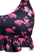 Blomstret bikini top med flæsekant, Lyserød, Packshot image number 2