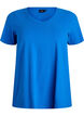 Ensfarvet basis t-shirt i bomuld, Bl&aring;, Packshot image number 0