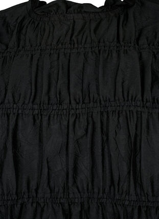 Kjole med flæser og elastiske skæringer, Black, Packshot image number 2