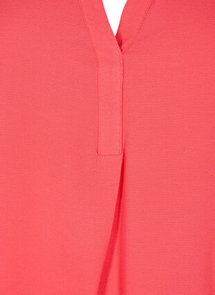Kortærmet bluse med v-udskæring , Hibiscus, Packshot image number 2