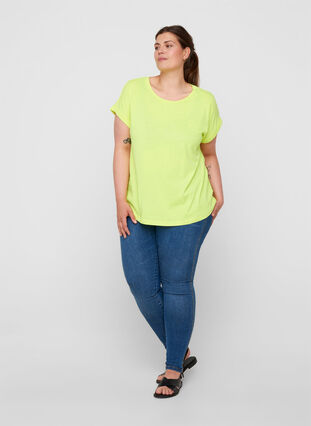 Neonfarvet t-shirt i bomuld, Neon Lime, Model image number 2