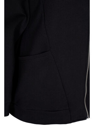 Sweat cardigan med hætte og lommer, Black, Packshot image number 3