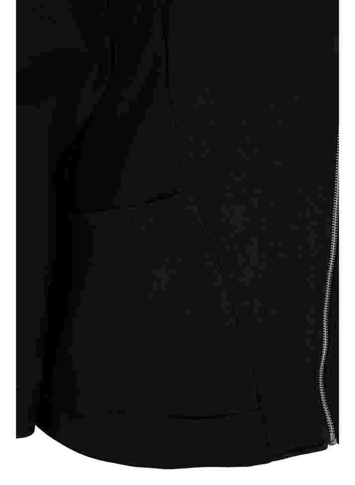 Sweat cardigan med hætte og lommer, Black, Packshot image number 3