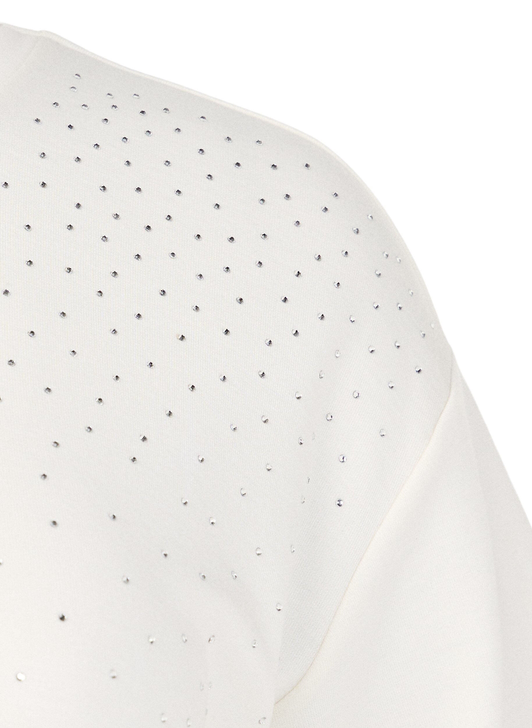 Zizzi T-shirt med rhinsten og rund hals, Hvid, Packshot image number 2