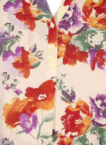 Blomstert viskose bluse med korte ærmer, Buttercream Vintage, Packshot image number 2