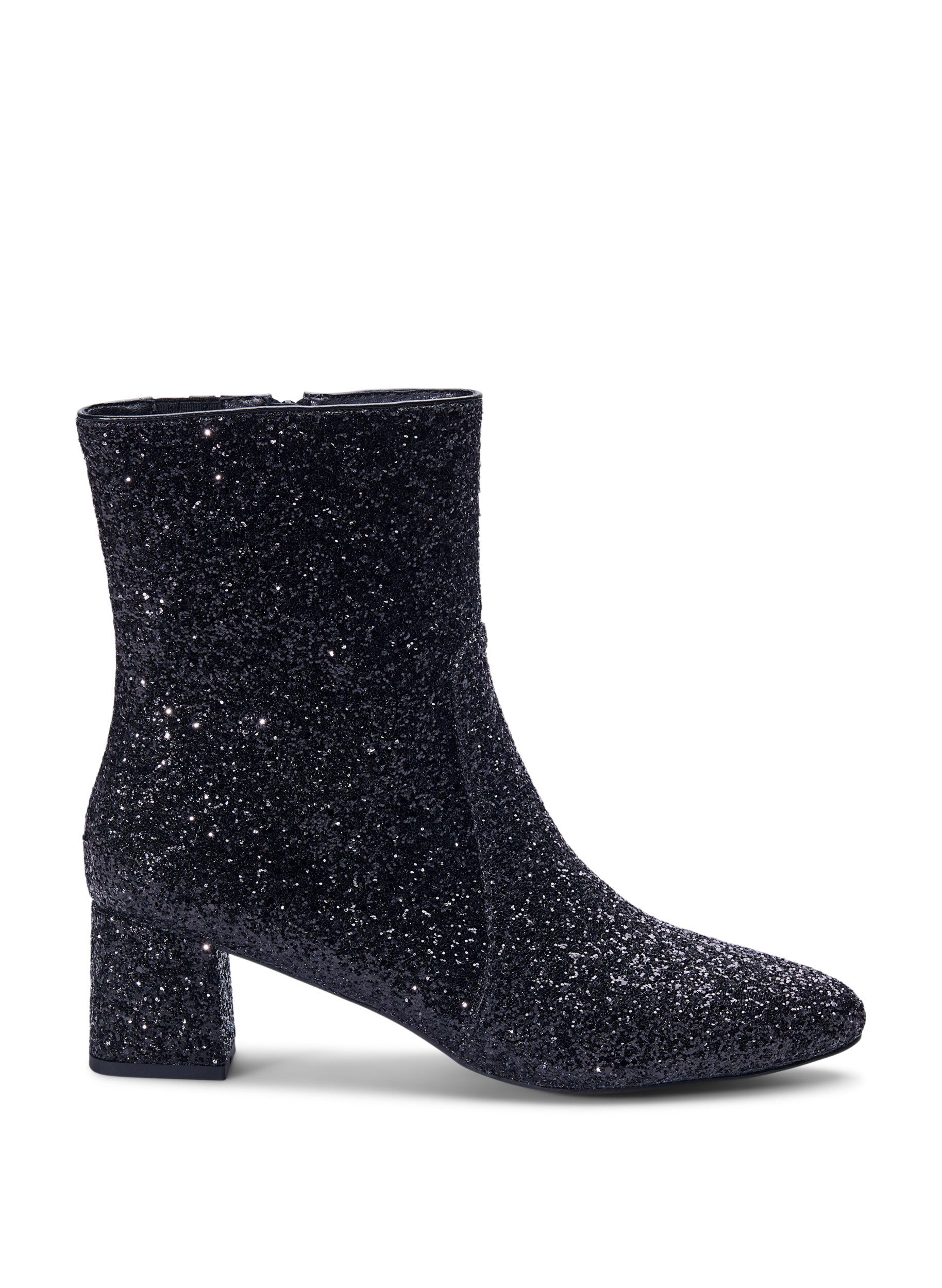 Zizzi Wide fit - Glitter ankelst&oslash;vle, Black, Packshot image number 0
