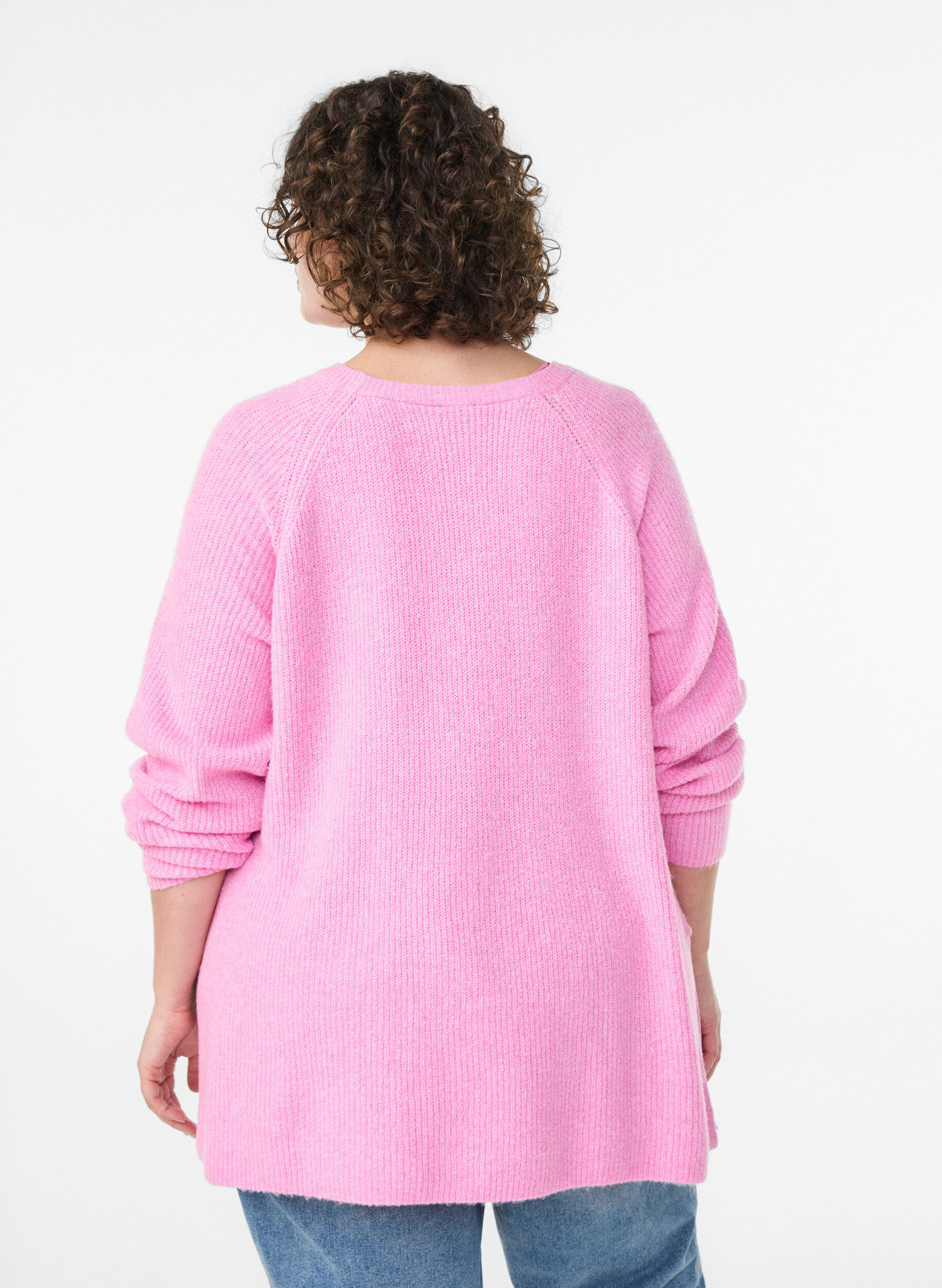 ZizziStrikbluse med diagonalt m&oslash;nster og raglan&aelig;rmer, Lyser&oslash;d, Model image number 2
