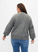 Meleret cardigan i ribstrik, Light Grey Melange, Model image number 1