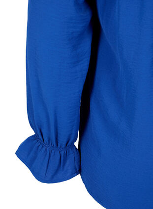 V-hals bluse med lange ærmer, Mazarine Blue, Packshot image number 3