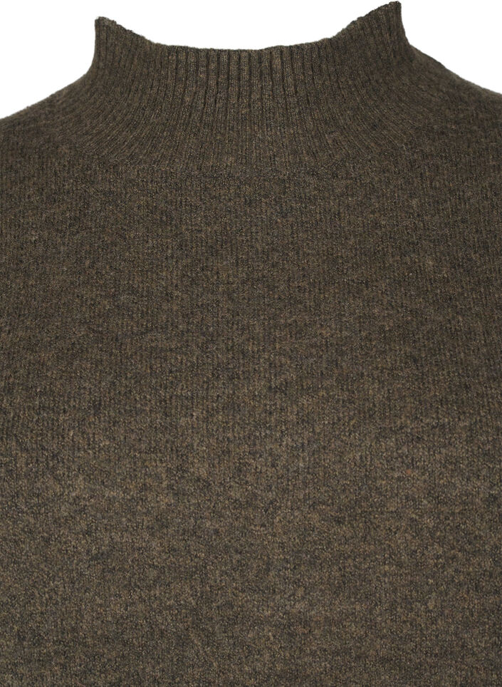 Strikbluse med uld og høj hals, Sea Turtle Mel., Packshot image number 2