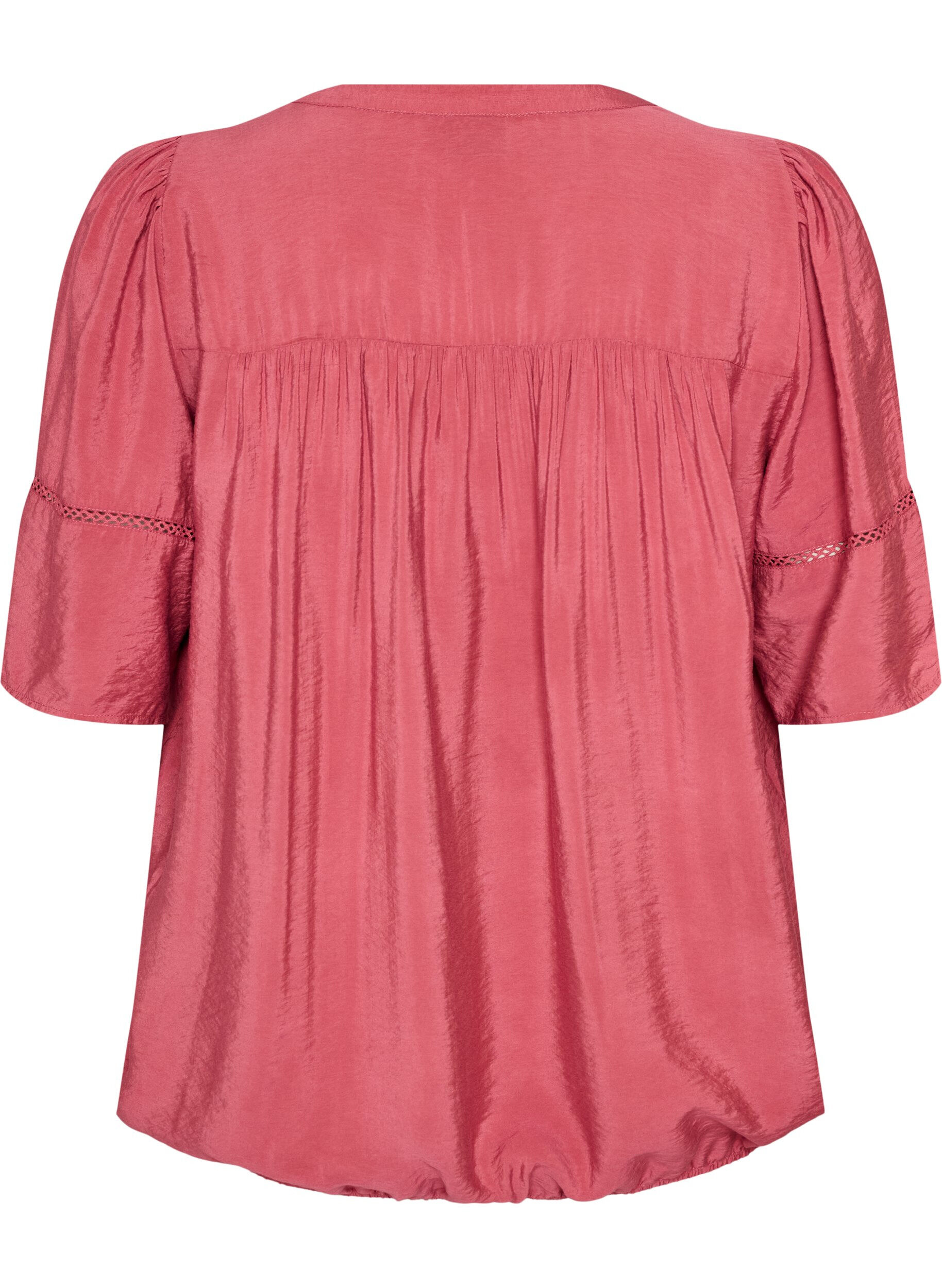 ZizziViskosebluse med pintucks og ballon-effekt, Lyser&oslash;d, Packshot image number 1
