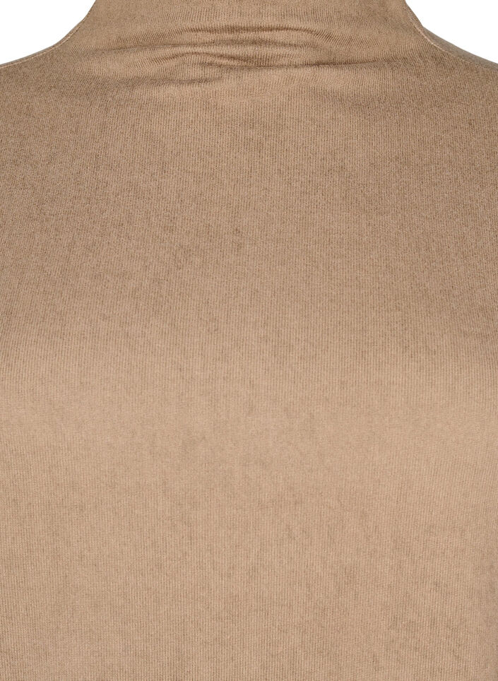 Langærmet bluse med striber og høj hals, Beige, Packshot image number 2