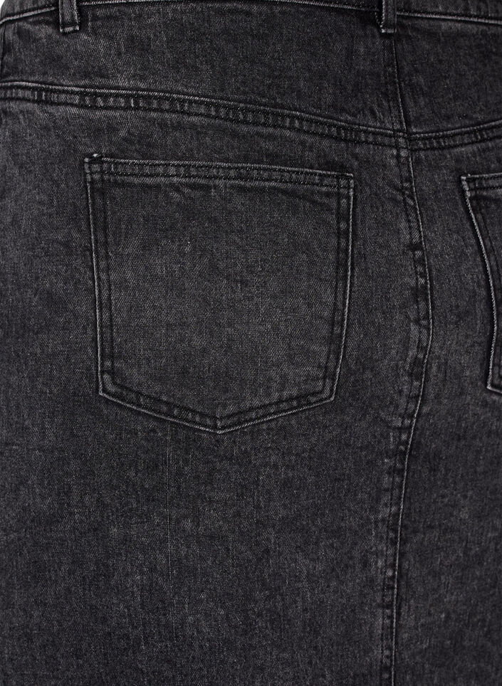 Nederdel i denim med slids foran, Dark Grey Denim, Packshot image number 3