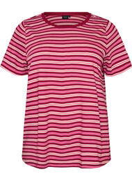 Stribet T-shirt i &oslash;kologisk bomuld, R&oslash;d