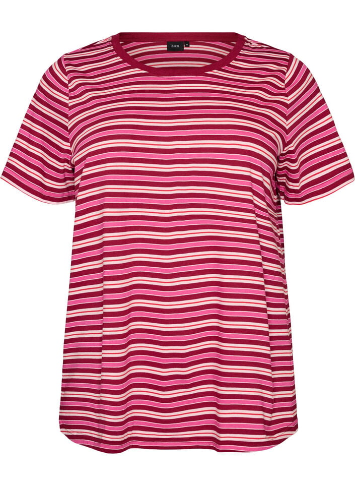 Stribet T-shirt i &oslash;kologisk bomuld, R&oslash;d, Packshot image number 0