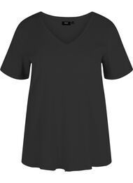 Bomulds t-shirt med ribstruktur, Black