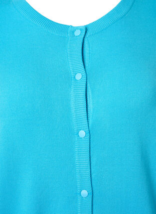 Ribbet cardigan med knaplukning, River Blue, Packshot image number 2