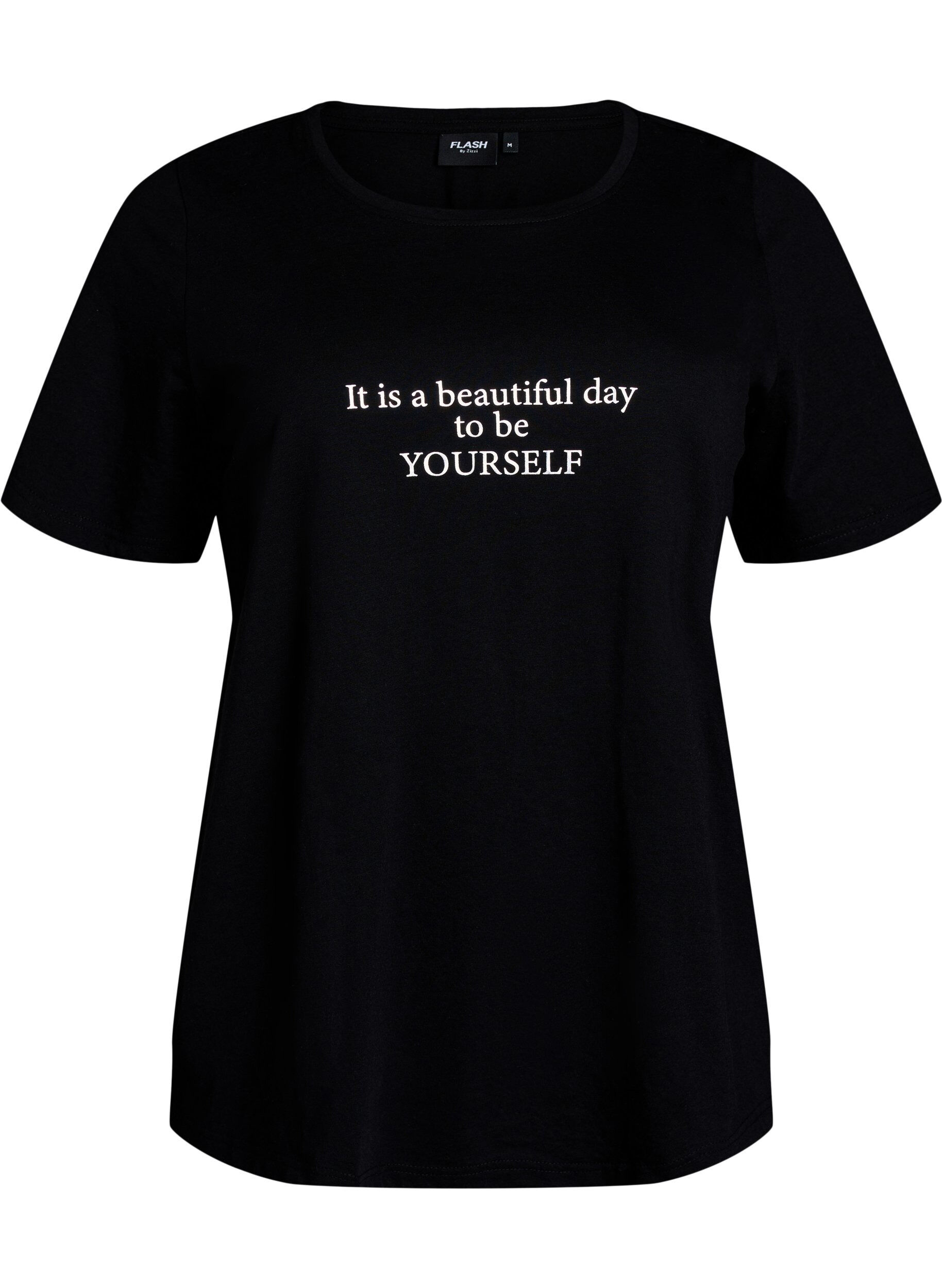 ZizziT-shirt med motiv, Sort, Packshot image number 0
