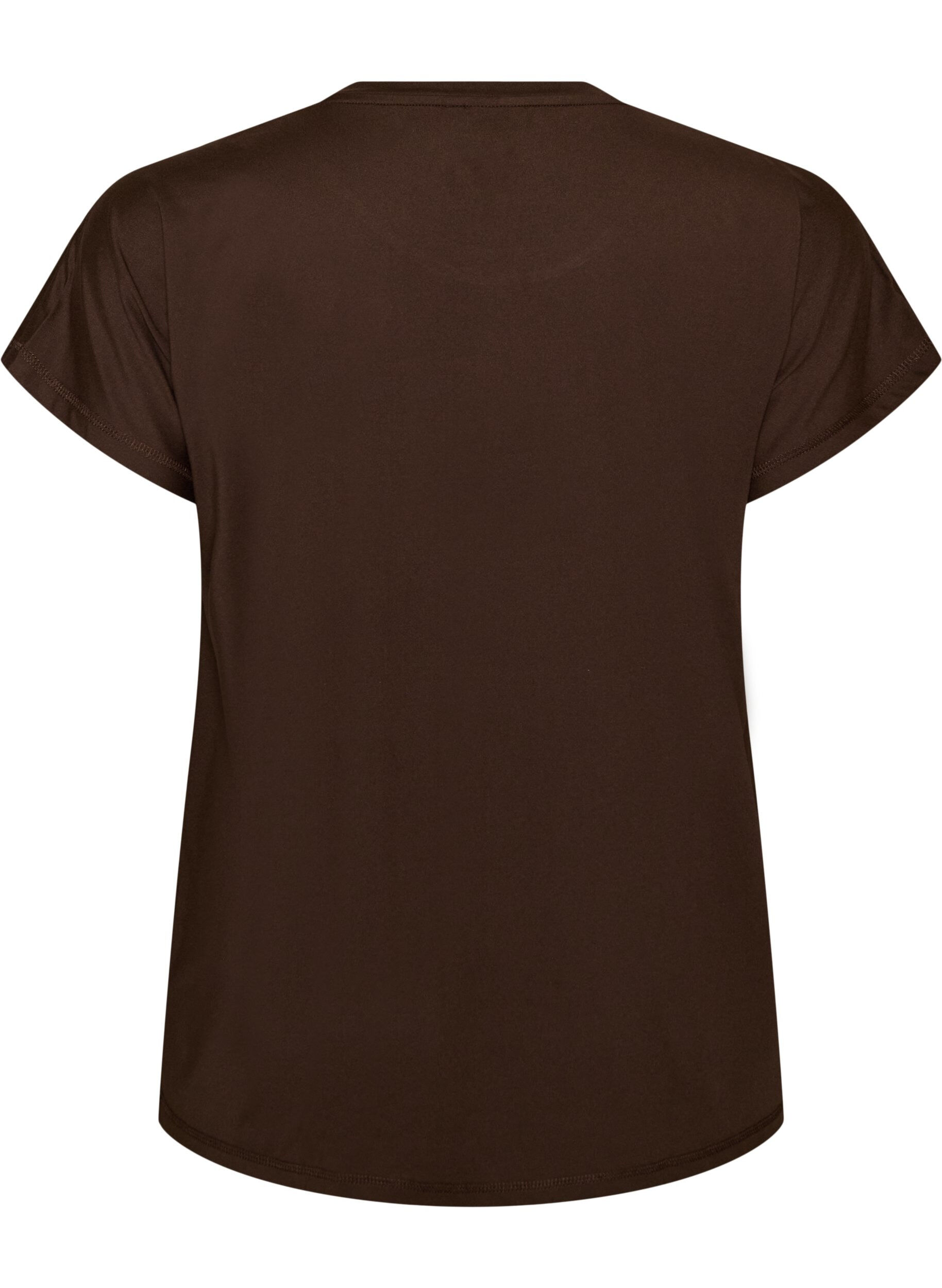 ZizziEnsfarvet tr&aelig;nings t-shirt, Brun, Packshot image number 1