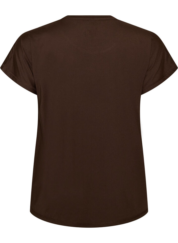 Ensfarvet tr&aelig;nings t-shirt, Brun, Packshot image number 1