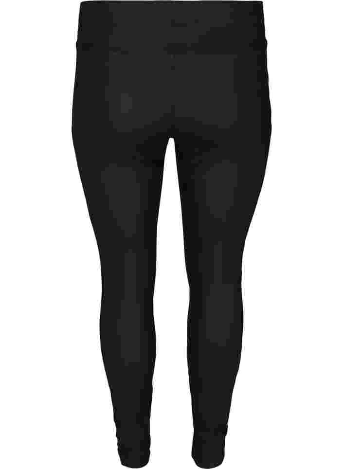 Coatede leggings i viskosemix, Black, Packshot image number 1