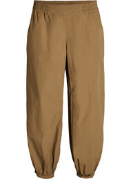 Ballonbukser i bomuld med h&oslash;j talje, Brun