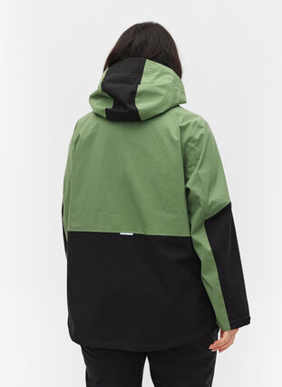 Vandtæt hiking jakke med hætte, Hedge Green Comb, Model image number 1