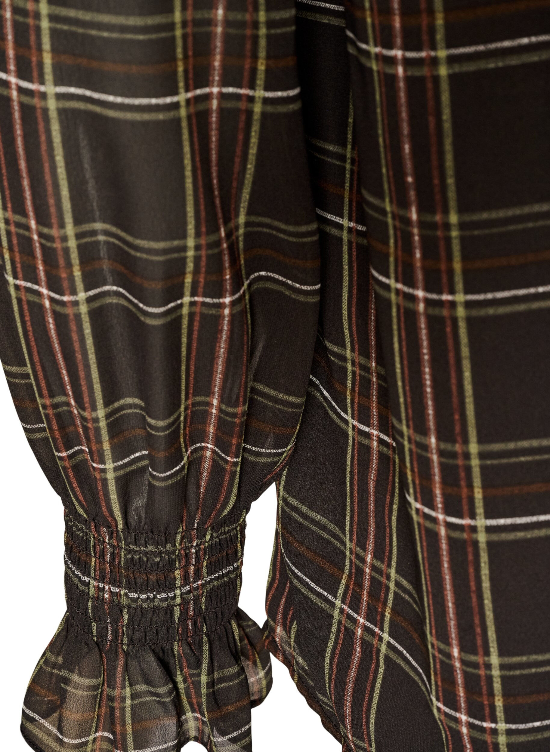 ZizziBluse med tern og fl&aelig;sedetaljer, Gr&oslash;n, Packshot image number 3