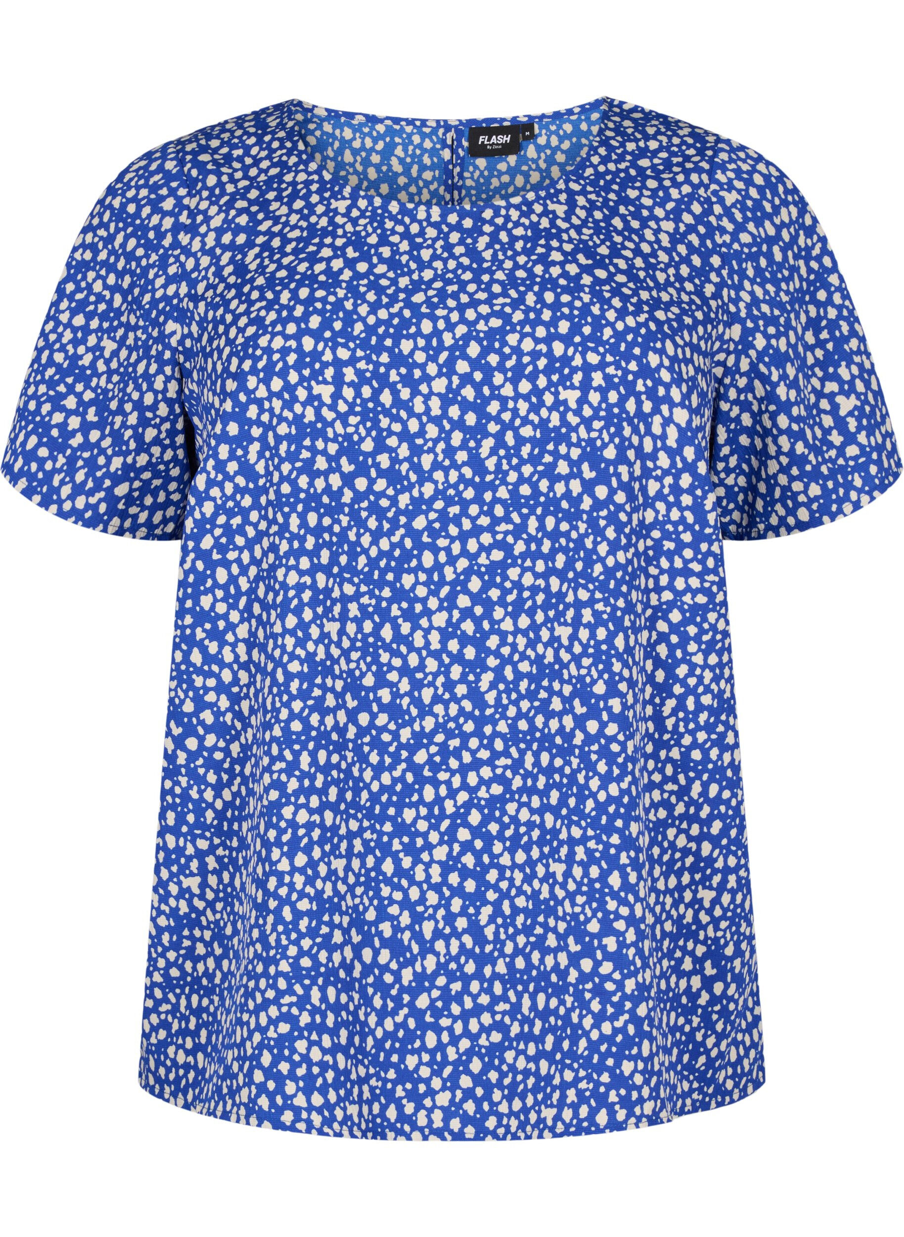Zizzi FLASH - Kort&aelig;rmet bluse med print, Surf the web Dot, Packshot image number 0